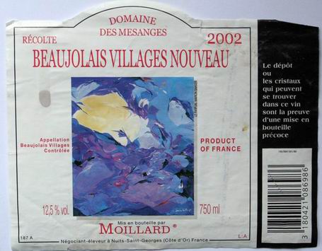 beaujolais villages nouveau 2002 moillard