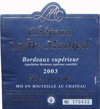 bordeaux superieur 2003 lafite monteil
