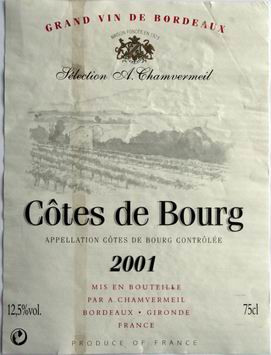 cotes de bourg chamvermeil 2001