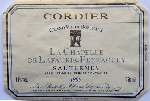 sauternes 1996 la chapelle de lafaurie peyraguet