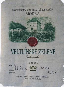 modra veltlinske zelzene 2002 slovaquie